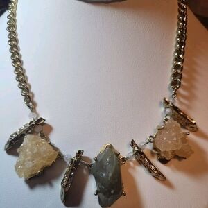 Gold Color Rock Stone Statement Necklace